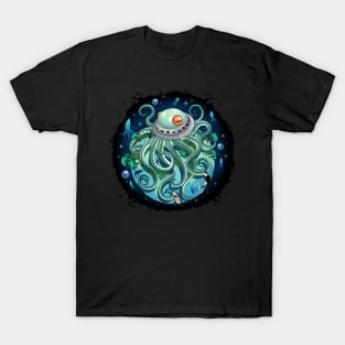 Octopus Alien Spaceship Fantasy Creature T-Shirt